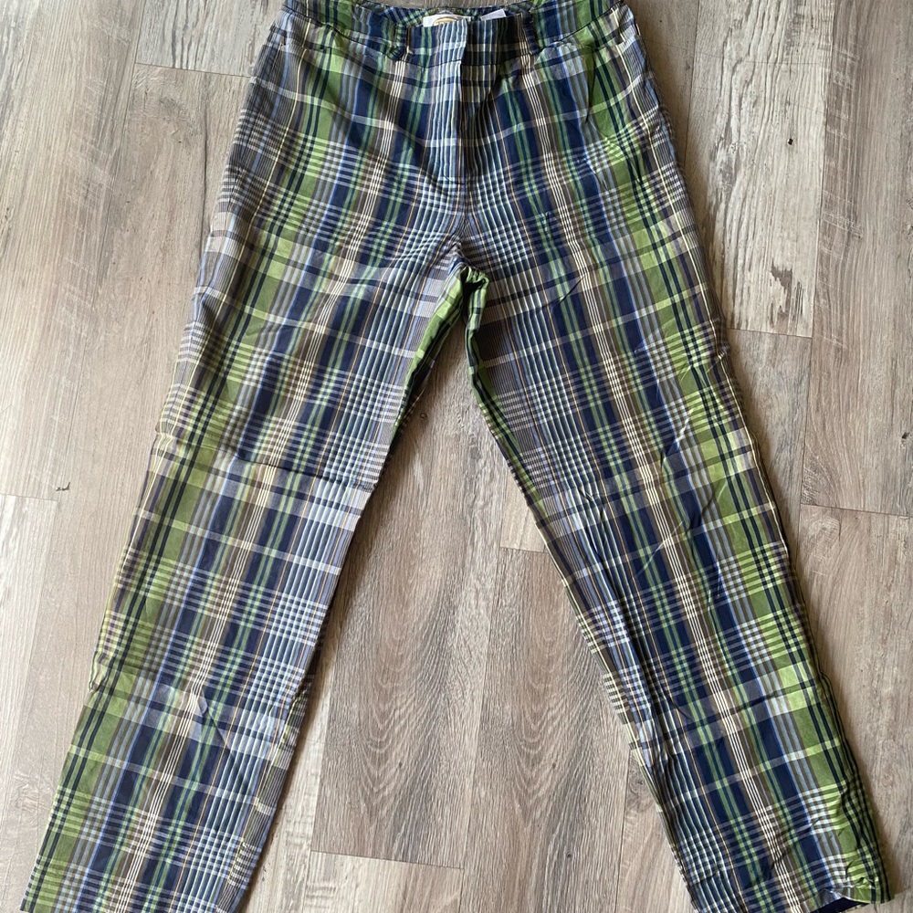 Talbots Plaid Chinos - Green and Blue